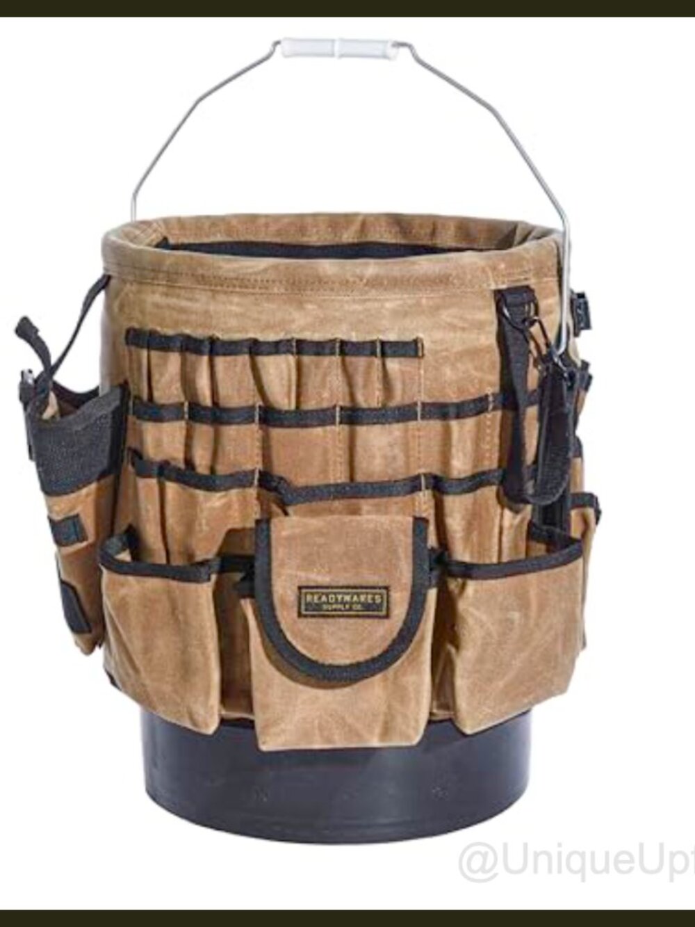 Waxed Cotton Canvas Tool Bucket Organizer 58 Pocket 5 Gallon